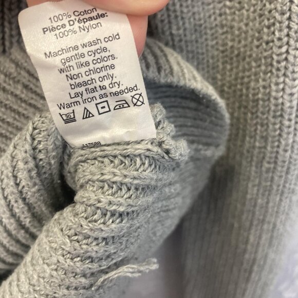 J Crew Knit Sweater Mens XL Gray Brown Shoulder Patch Crewneck Pullover Heavy - Picture 6 of 16